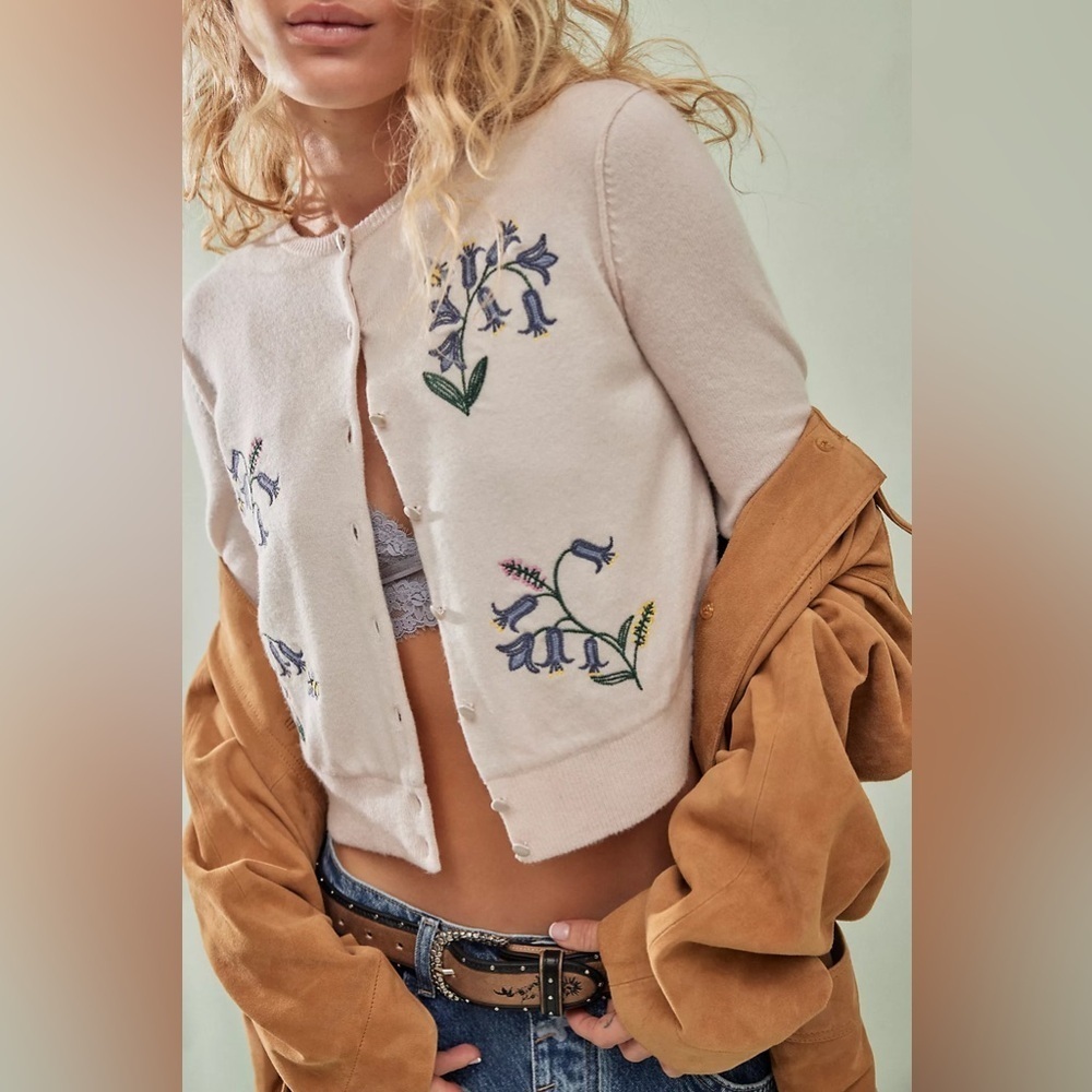 Free people All Mine Embroidered Silk-Lined Cardi